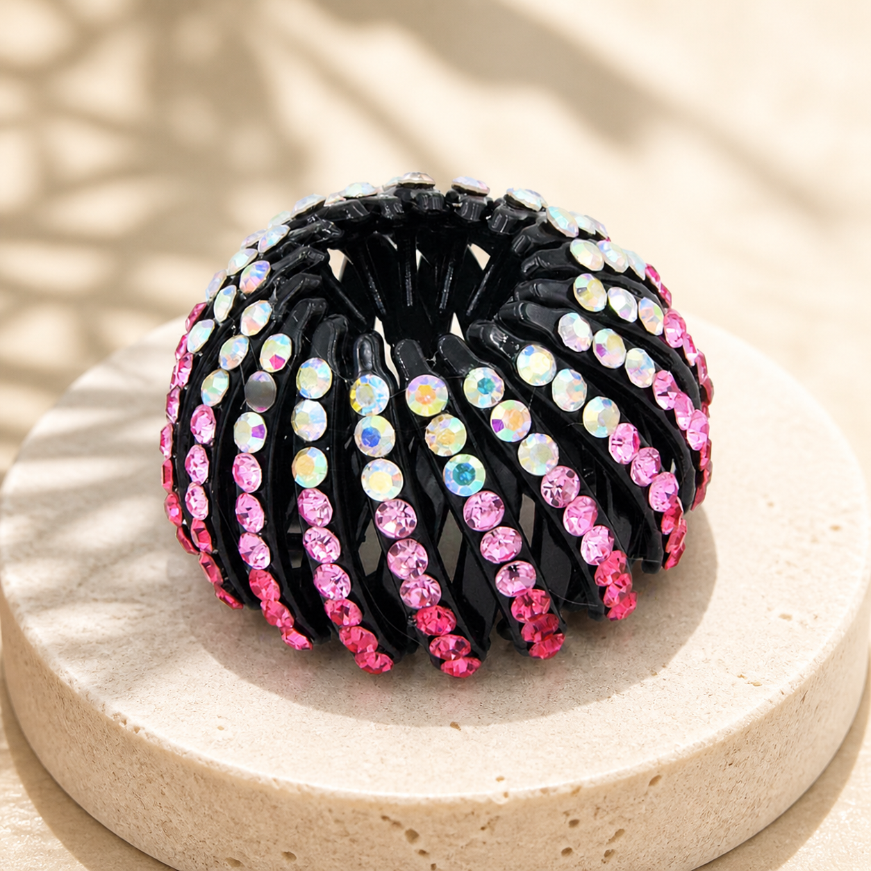 Barrette boule à strass pour queue-de-cheval — Rose — vue 3
