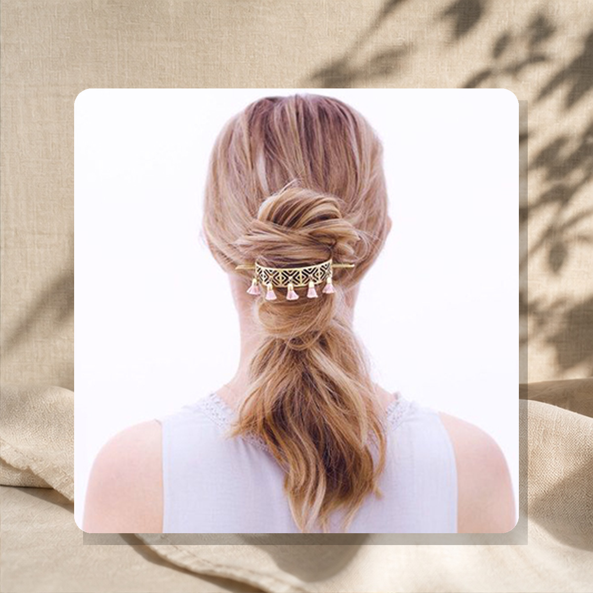 Épingle à cheveux géométrique en métal — Tassel Rose 1 — vue 5