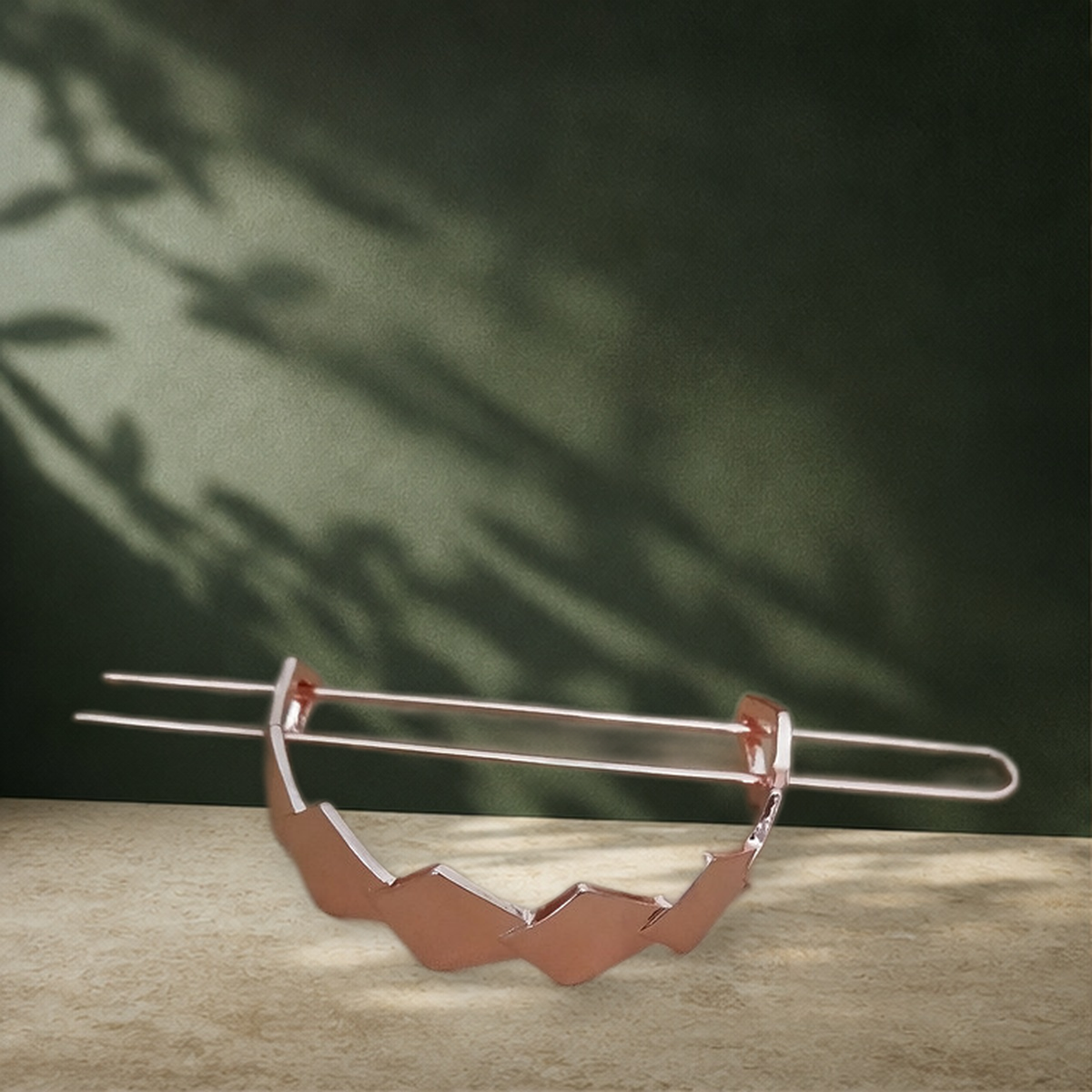 Épingle à cheveux géométrique en métal — Rose Doré grid — vue 8