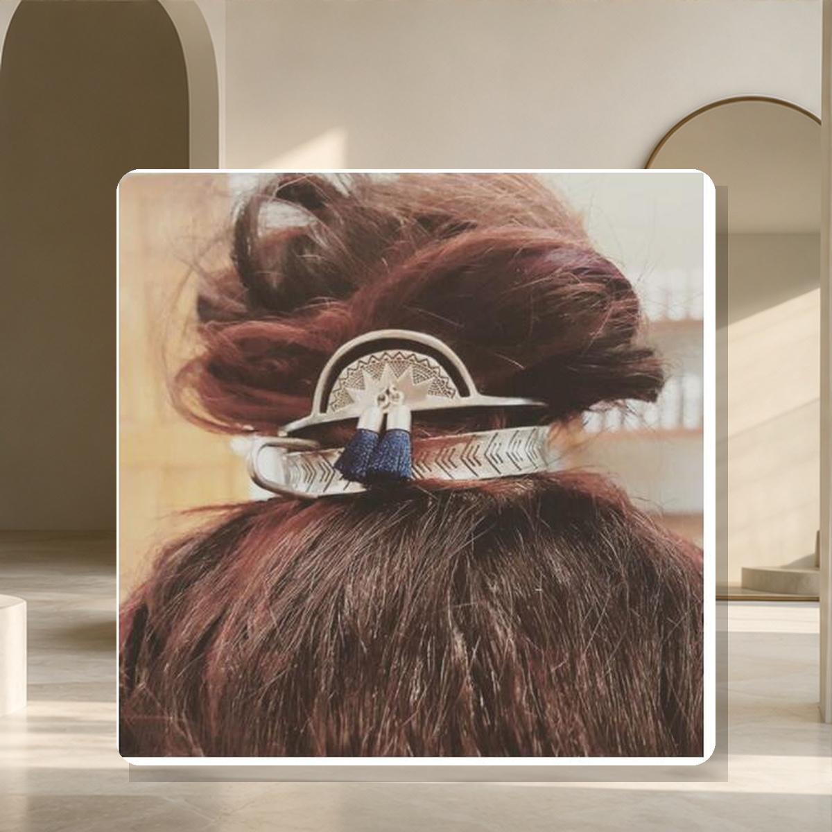 Épingle à cheveux géométrique en métal — Doré tassel — vue 14