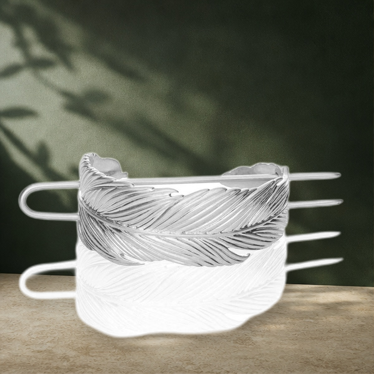 Épingle à cheveux géométrique en métal — Feather hairpin Argenté — vue 16