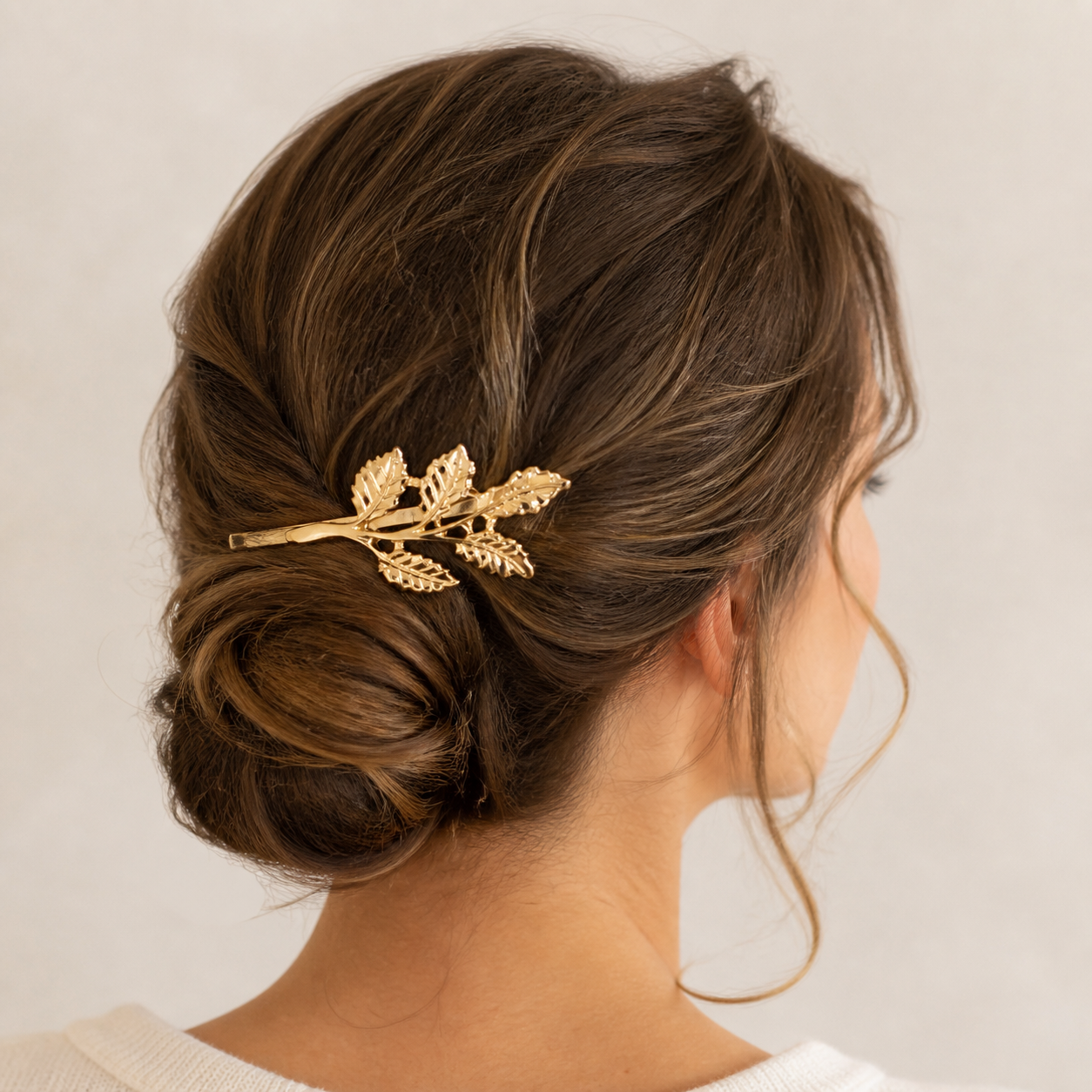 Épingle à cheveux branche d’olivier — Doré — vue 1