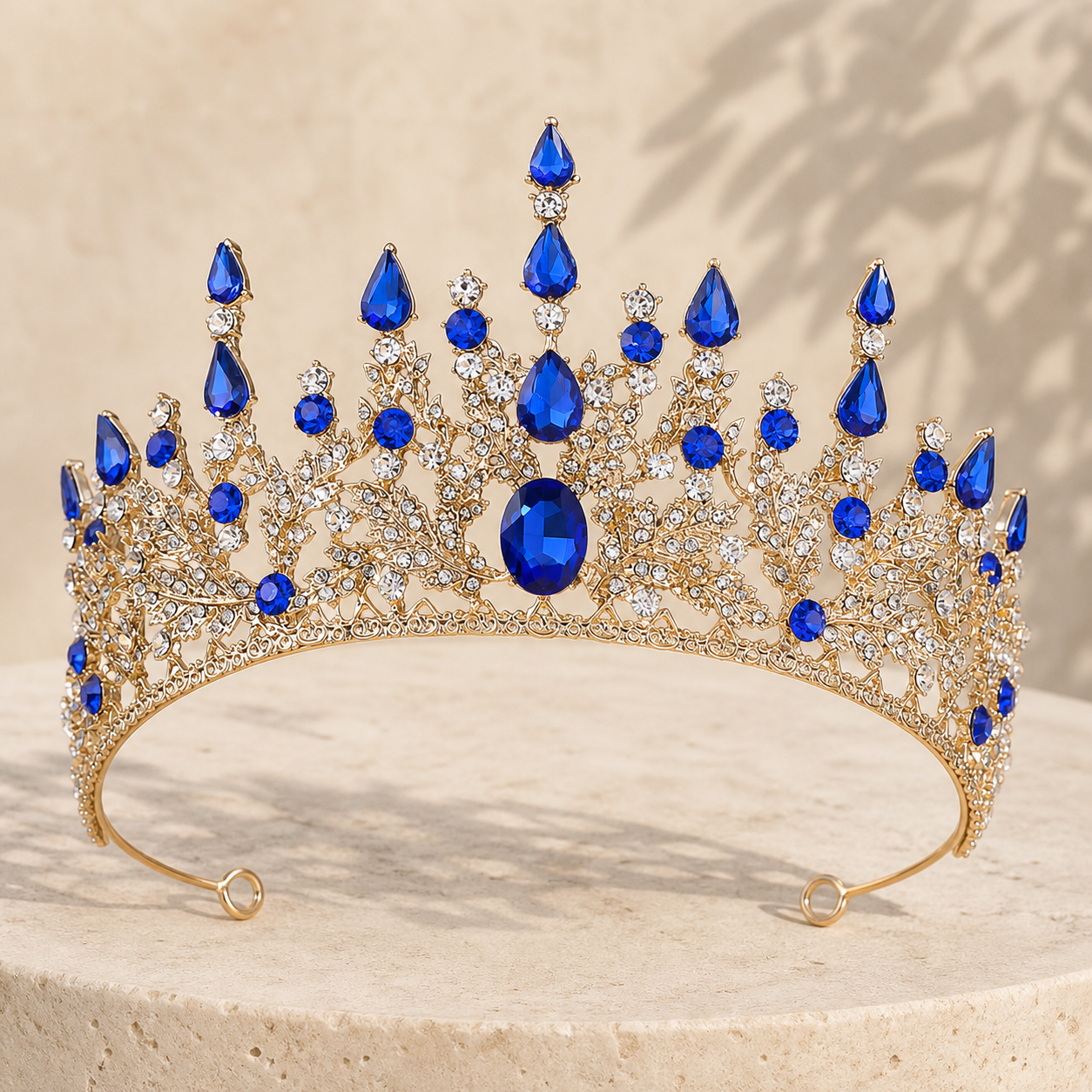 Diadème fin orné de cristaux — Bleu — vue 5