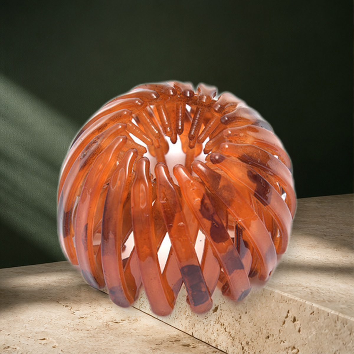 Pince chignon ronde en acétate — Orange — vue 2