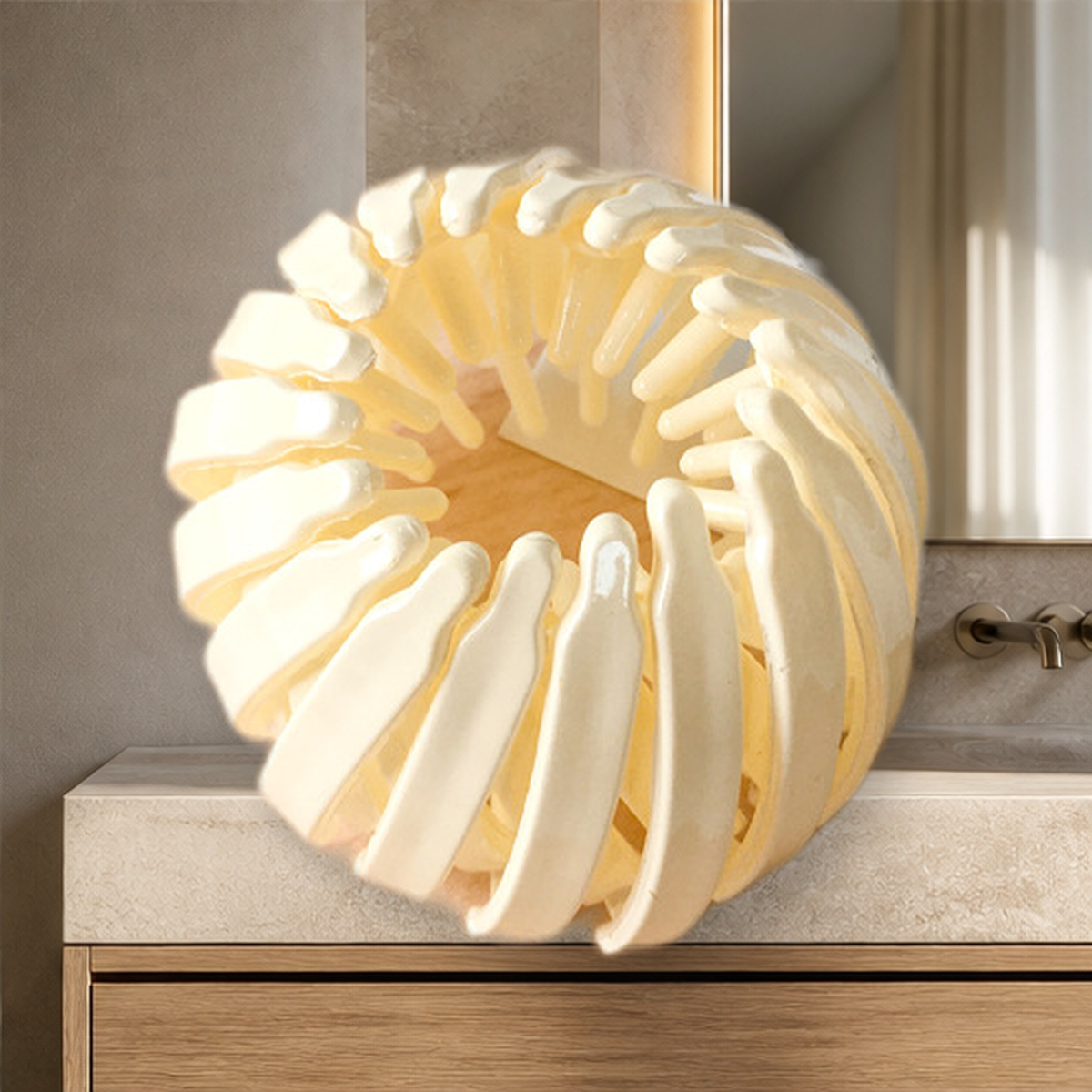Pince chignon ronde en acétate — Beige — vue 5