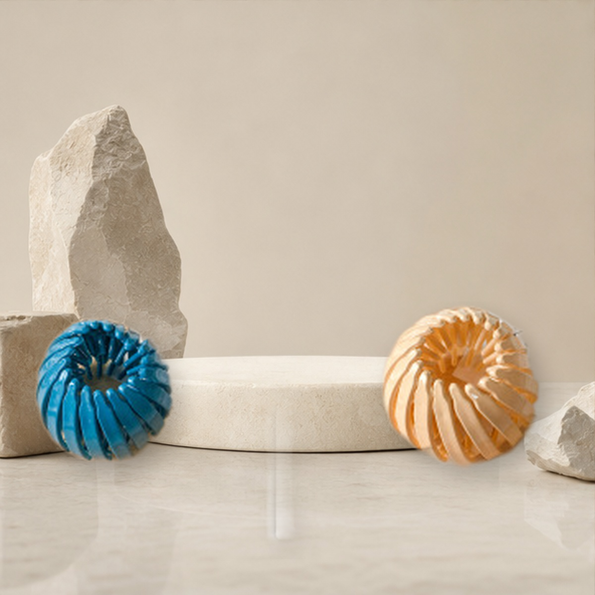 Pince chignon ronde en acétate — Jaune and Dark Bleu — vue 16