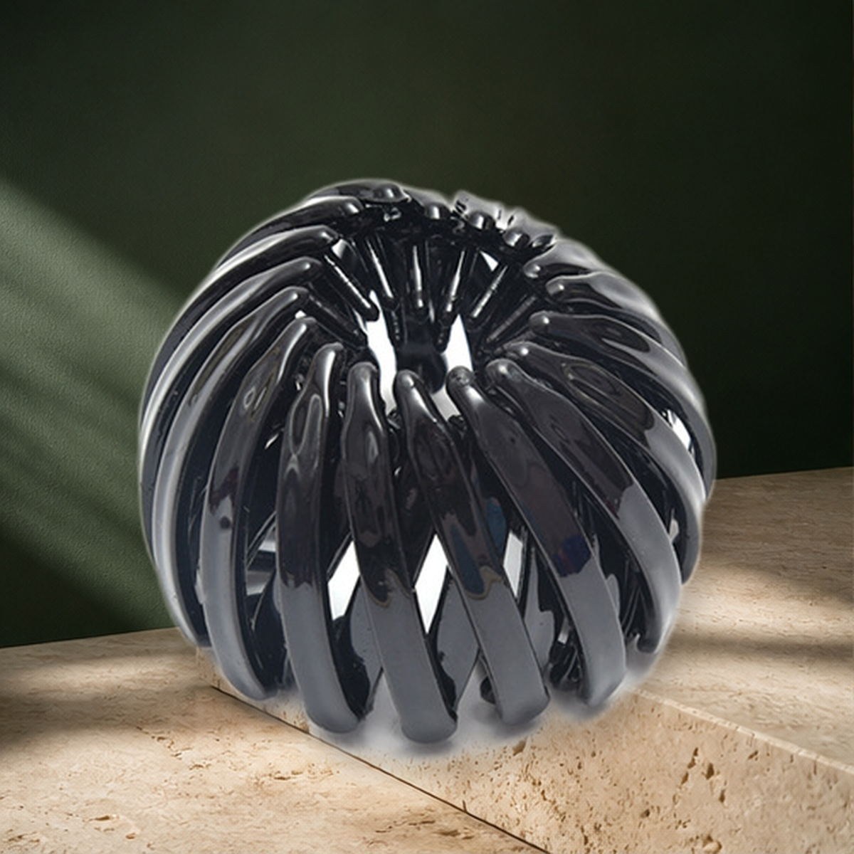 Pince chignon ronde en acétate — Noir — vue 26