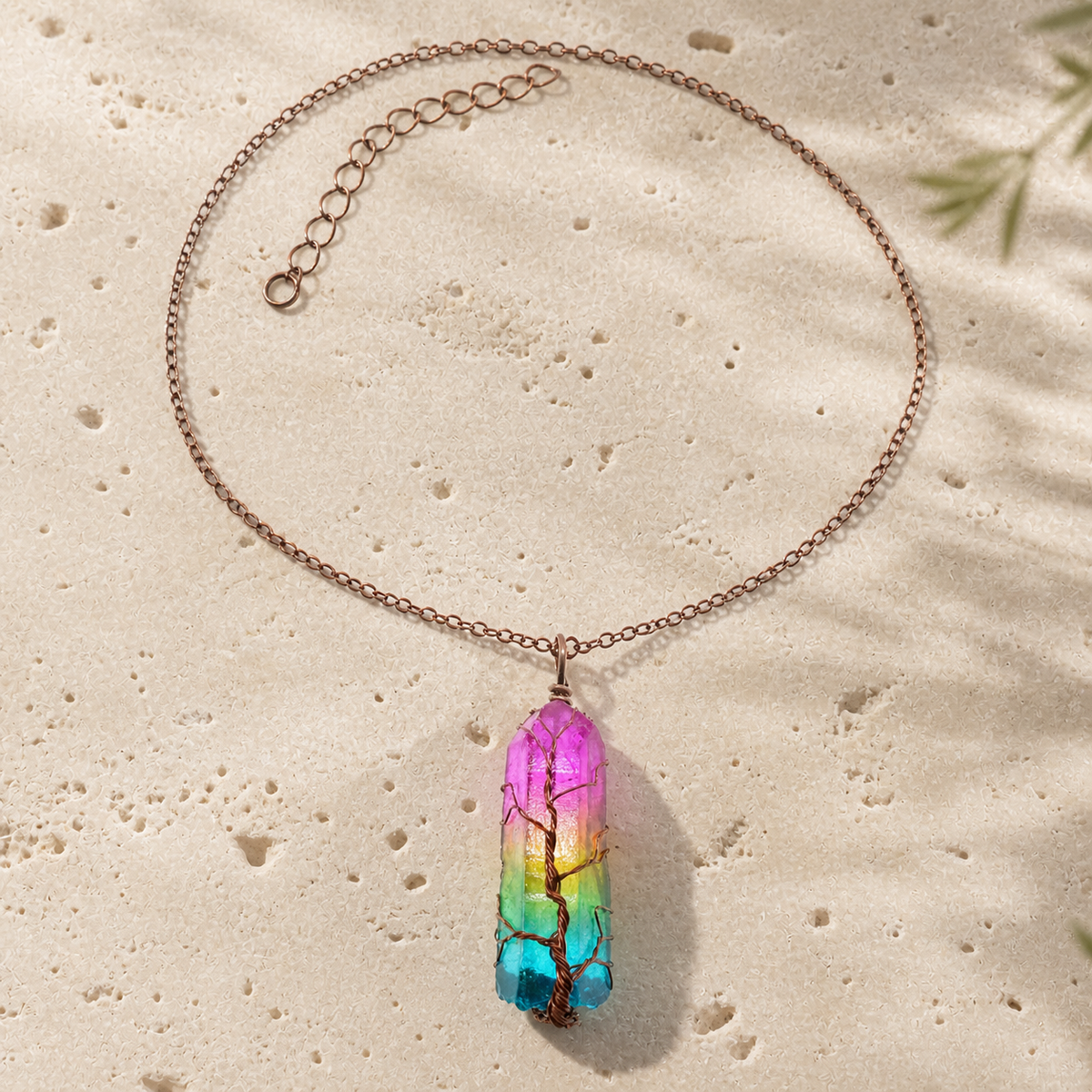 Natural Stone Crystal Pendant Necklace