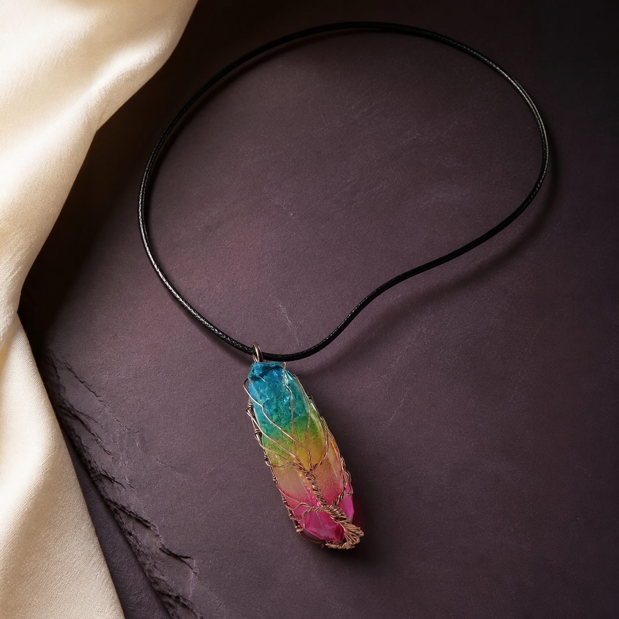 Natural Stone Crystal Pendant Necklace