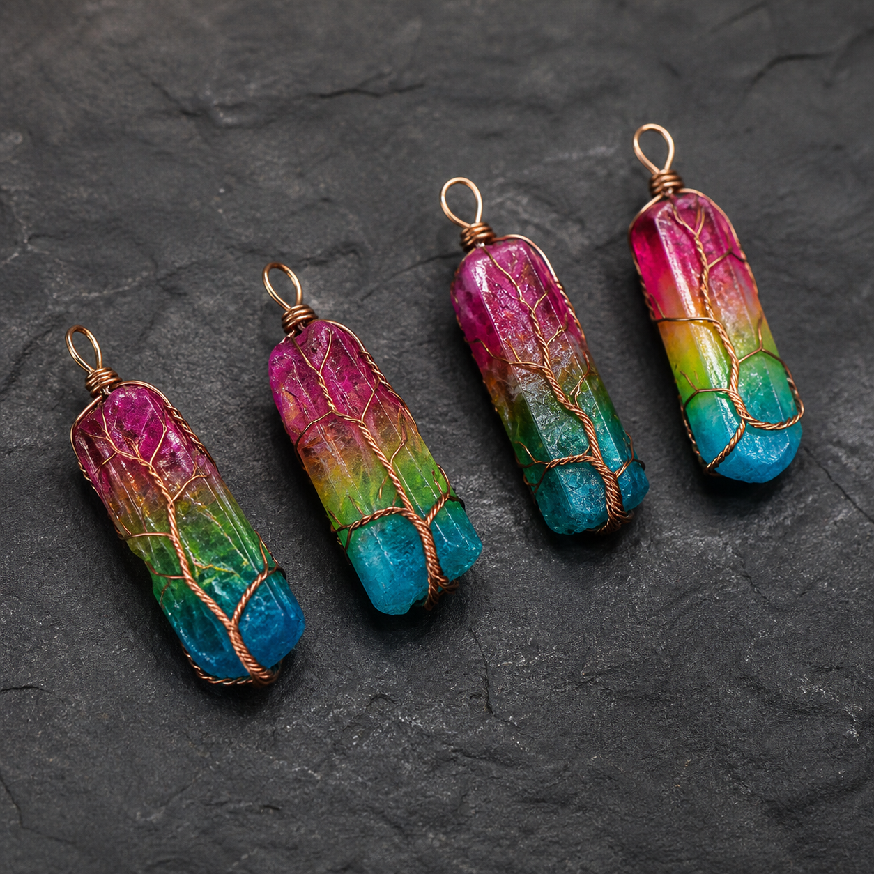 Natural Stone Crystal Pendant Necklace