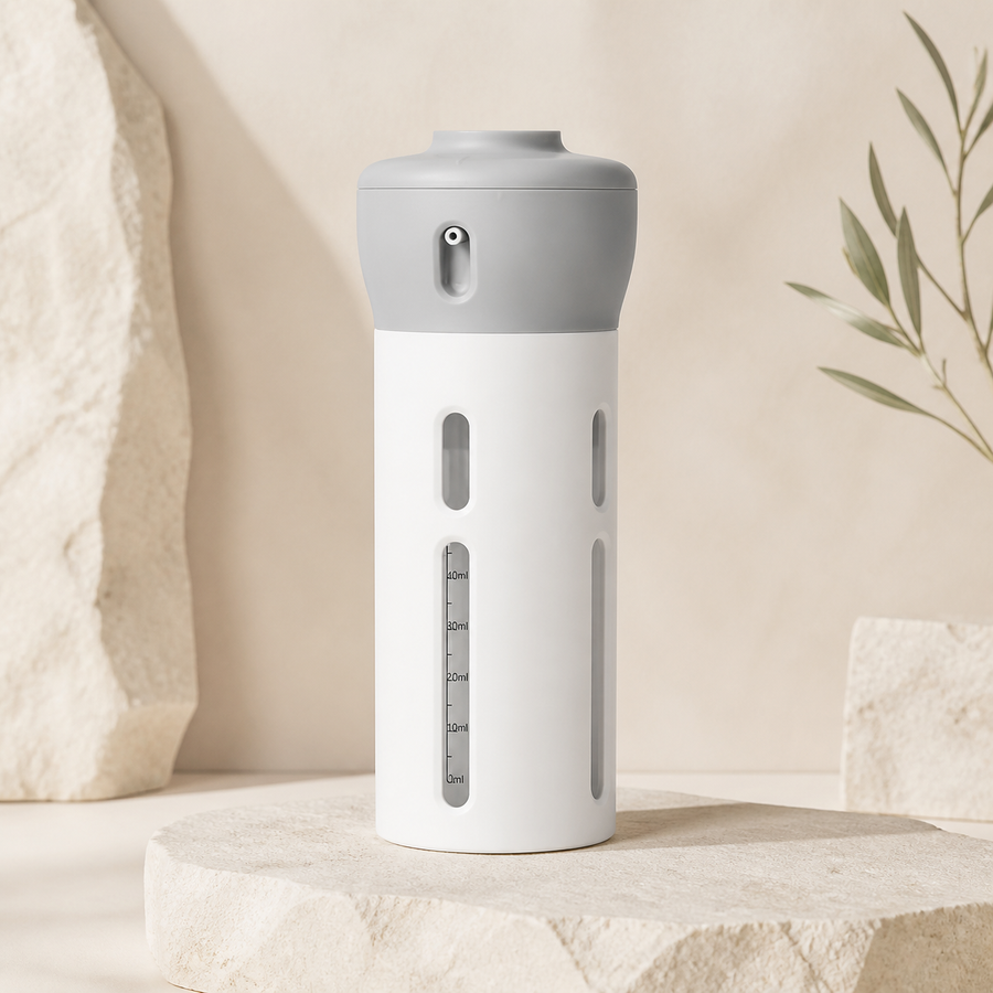 Distributeur de voyage 4 flacons en 1 — Gris perle