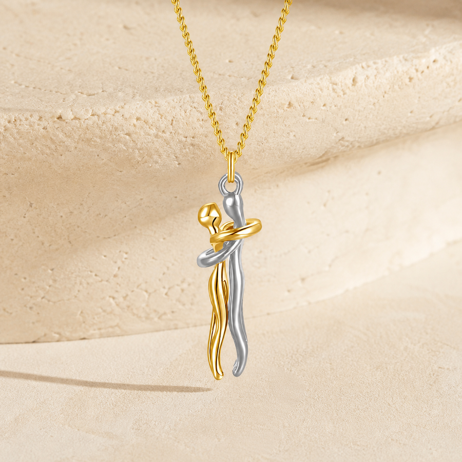 Collier pendentif étreinte — Doré et argenté