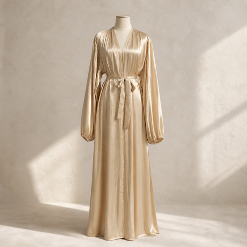 Abaya satinée longue — Champagne