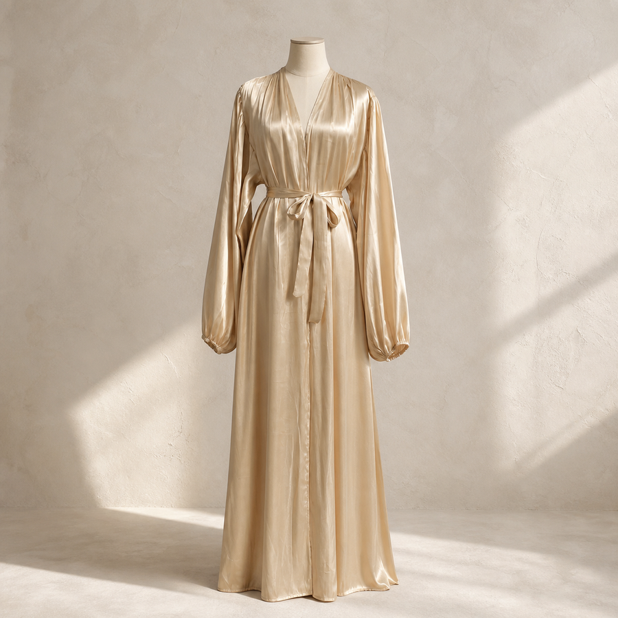 Abaya satinée longue — Champagne