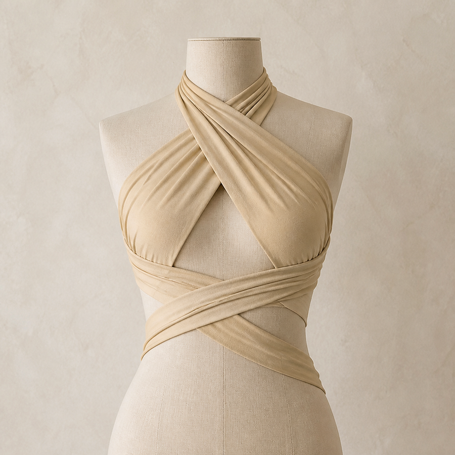 Top court croisé dos nu — Beige sable