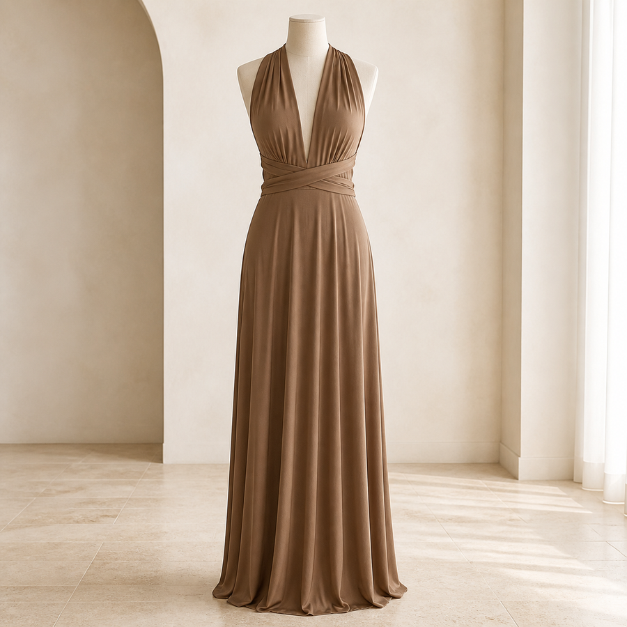 Robe longue multiposition — Marron