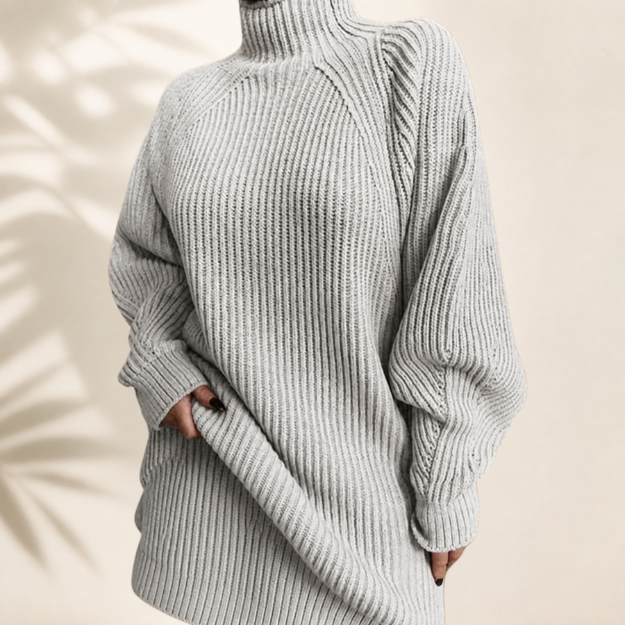 Robe pull longue en maille — Gris clair
