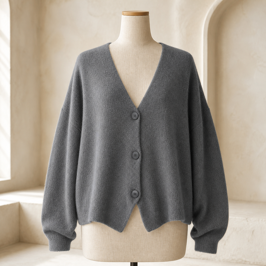 Cardigan ample en maille à col V — Gris