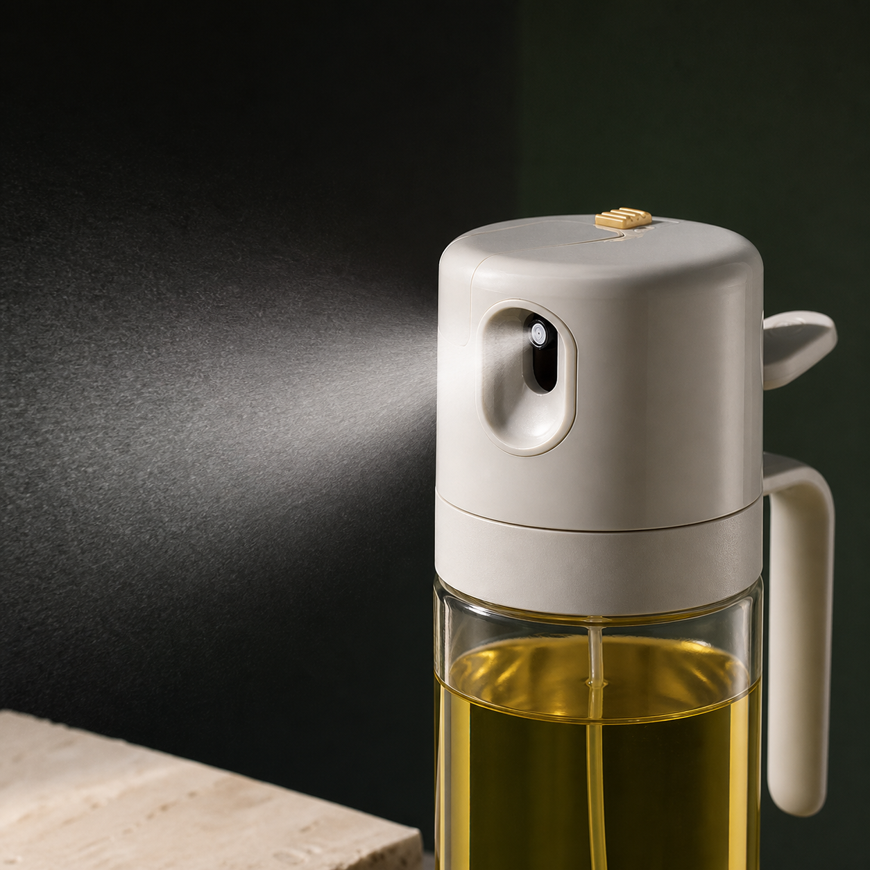 Vaporisateur d’huile Olvyra 550 ml — détail de pulvérisation