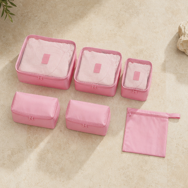 Ensemble de 6 organisateurs de voyage – coloris Rose